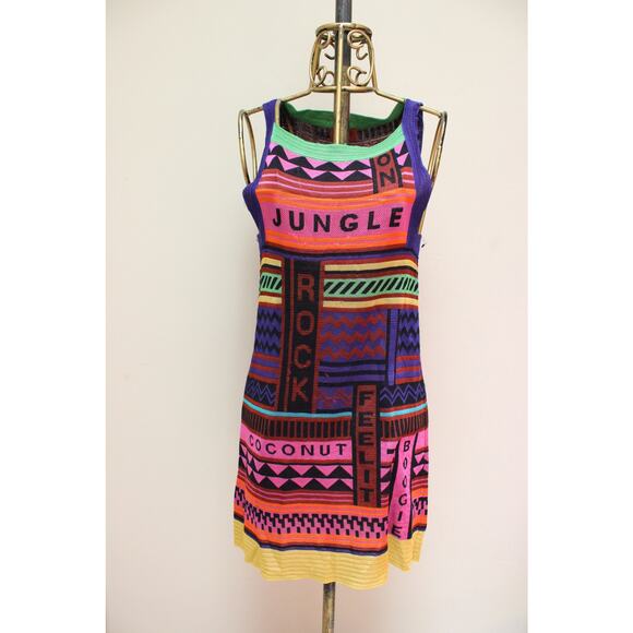 Missoni Chevron Colorful Jungle Words Knit Dress Size 40/US 4 - Picture 1 of 12